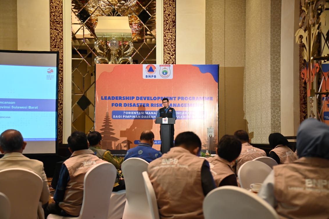 Suasana kegiatan Orientasi Manajemen Kebencanaan Bagi Pengambil Keputusan Strategis Provinsi Sulawesi  Barat Untuk Pimpinan Daerah Provinsi Sulawesi Barat Beserta Seluruh Pimpinan Daerah Kabupaten Se-Provinsi Sulawesi Barat Tahun 2023 yang dihelat di Kabupaten Badung, Provinsi Bali pada Rabu (27/9).